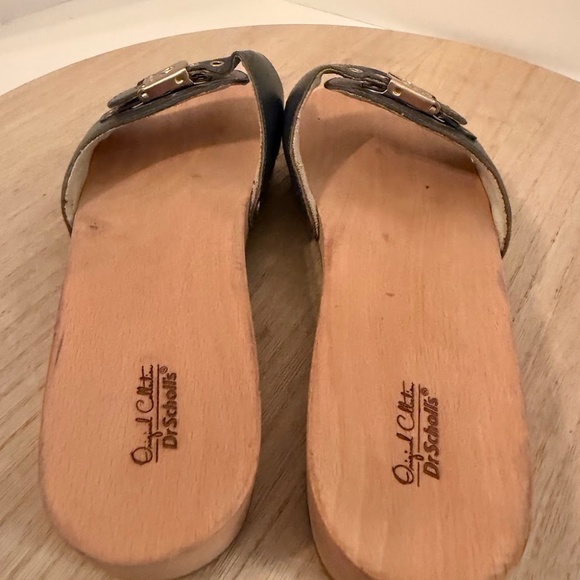 Dr. Scholl’s Original Exercise Sandals Blue Leather Women’s 7M – Wooden Slide - Picture 7 of 8